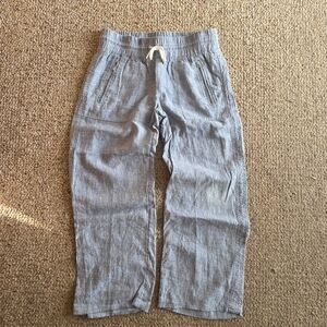 Athleta 100% Linen Cabo Wide Leg Pants Blue Size 8